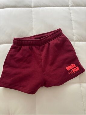 Fox Maroon Shorts with Coral-Pink White Fox Logo